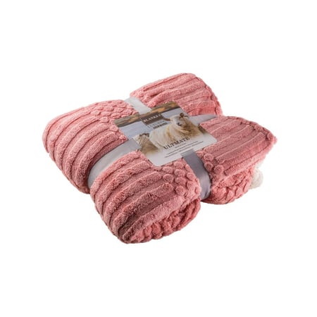 بطانية توليب مخمل فرو- مزدوج لون وردي