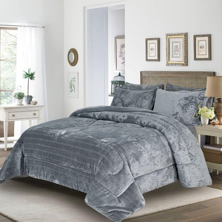 مفرش شتوي مفرد ونص 4 قطع - ريلاكس-لون رصاصي