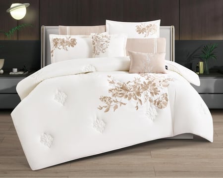 مفرش عنود مزدوج مطرز — فاخر (8 قطع