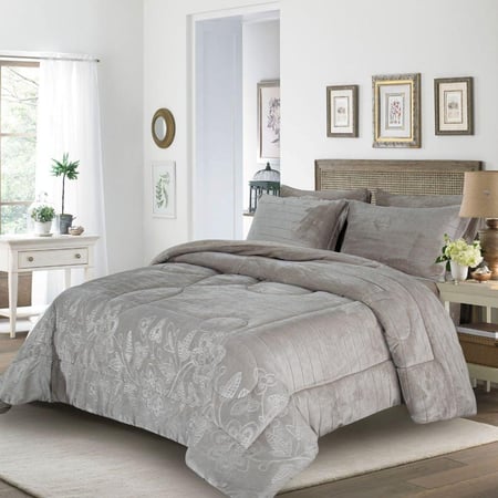 مفرش شتوي مفرد ونص 4 قطع - ريلاكس-لون رمادي