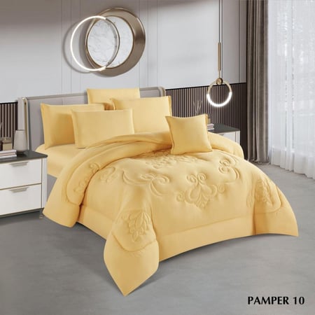 مفرش بامير صيفي مزدوج - (8 قطع) اصفر