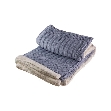 بطانية توليب  مخمل فرو- مزدوج لون سماوي