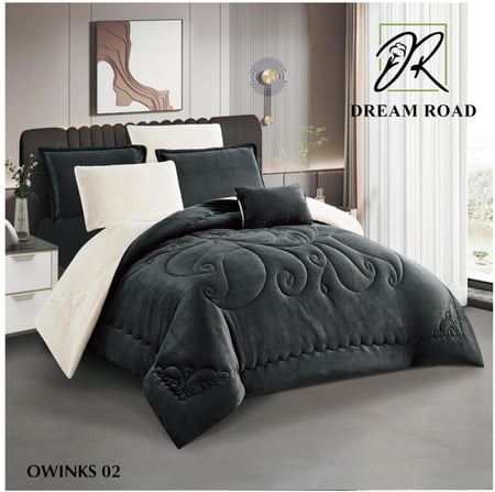 مفرش شتوي مفرد ونص مخمل فرو 5قطع - أونيكس