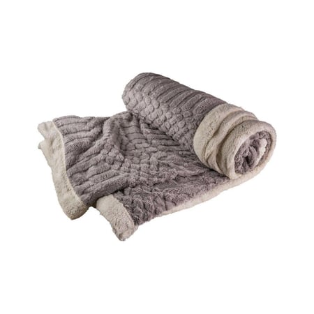 بطانية السعد مخمل فرو- مفرد ونص لون رصاصي غامق