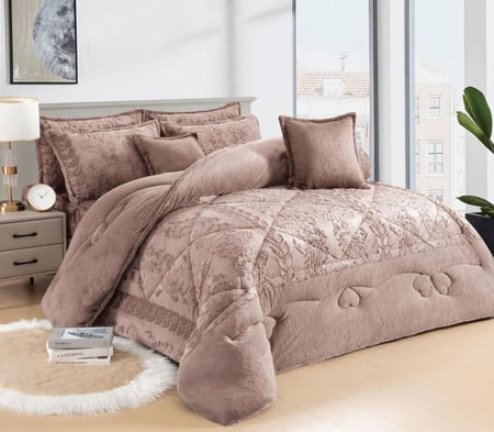 مفرش ديار مخمل فرو مزدوج-8قطع