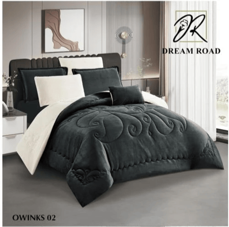 مفرش شتوي مزدوج مخمل فرو 7قطع - أونيكس