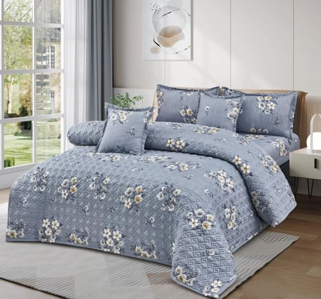 مفرش صيفي مزدوج مضغوط 6قطع - حشوة مضغوطة خفيفة