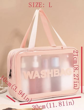 حقيبة غسيل شفاف بلاستك لون وردي