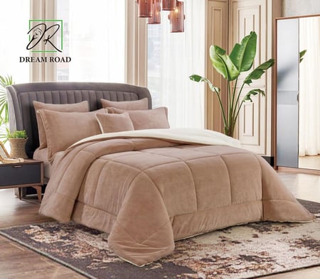 مفرش دريم  مفرد ونص مخمل فرو مخمل–5 قطع