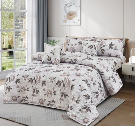 مفرش صيفي مزدوج مضغوط 6قطع - حشوة مضغوطة خفيفة