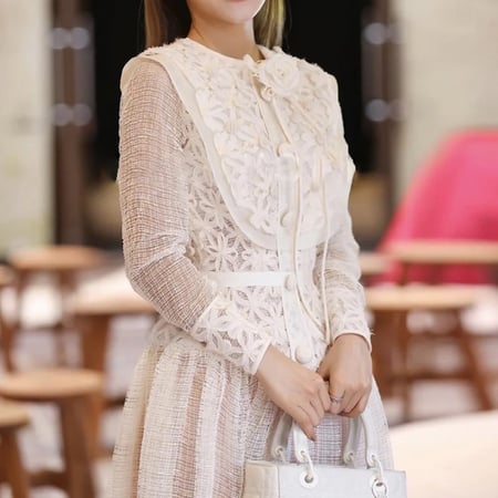 فستان سكري اوربي بأكمام مكسيه رائعه وياقه فخمه