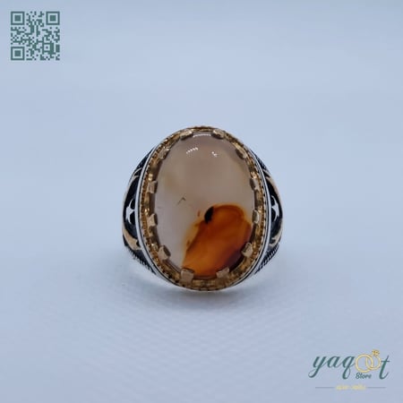 خاتم فضة عقيق يمني مصوّر