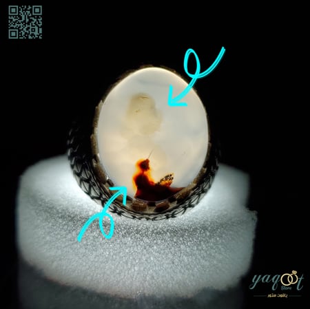 خاتم فضه مع عقيق يماني مصوّر مميز ونادر جداً