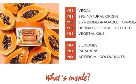 غارنييه ألترا دوكس أفضل غذاء الشعر المرمم بالبابايا 3في1 من ديم كير