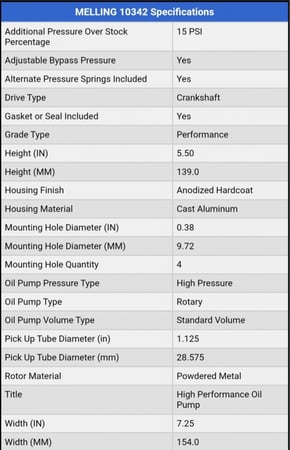 من 2003 الى 2010 طرمبة زيت ضغط عالي كرايسلر، تشارجر، رام، تشالنجر V8 اصلي من MELLING شامل رسوم الشحن