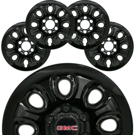 طقم اغطية اسود لماع بوليسي جنط 17سته مسمار جمس سييرا , يوكون 2005-2013 حجم 1500 شامل رسوم الشحن والضريبة