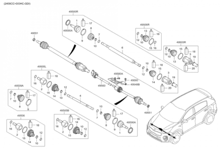 عكس امامي يمين جهة الراكب توسان , سبورتاج من 2016 الى 2019 اصلي وكالة 49501D9140 شامل رسوم الشحن والضريبة