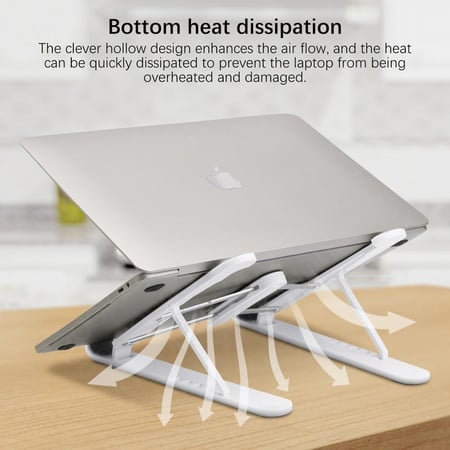 حامل لاب توب قابل للطي باكثر من وضعية إرتفاع يسمح للجهاز بالتنفس متوافق مع الأجهزة 7 - 15 بوصة من مادة الألمنيوم والبلاستيك