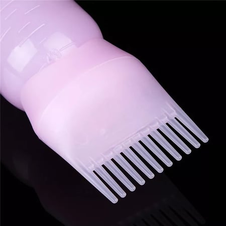 علبة بلاستيكية مع مشط لتوزيع الزيت والخلطات للشعر حجم 5 اونصة 120مل تقريبا