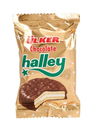 Buy and enjoy Ulker Halley biscuit with marshmallow and chocolate cove