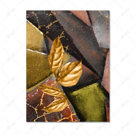 لوحة فن تجريدي ذهبي ومجموعة الوان