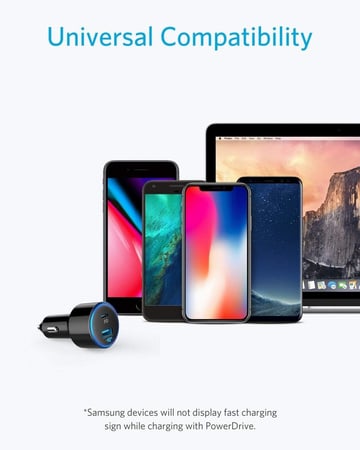 شاحن للسيارة من أنكر منفذين  USB /PD شحن فائق السرعة 30 واط