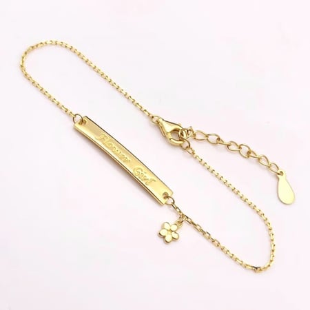 Pure silver gold plated flower bracelet
