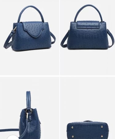 كروس بودي - جلد نعام ازرق