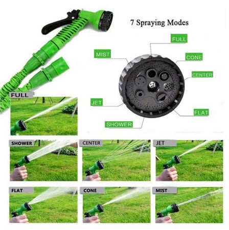 خرطوم الماء القابل للتمدد طول 15 متر بعد التمدد الكامل مع رأس بلاستيكي