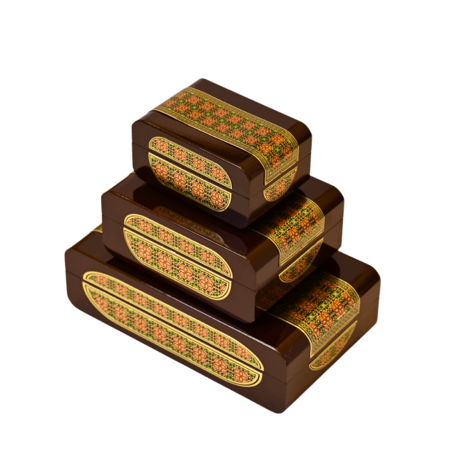 صندوق خشبي بتطريز عصري - بني