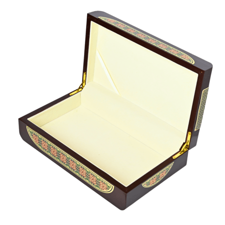 صندوق خشبي بتطريز عصري - بني