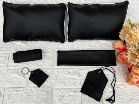 اكسسوارات سيارة جلد أسود سادة جاهزة للطباعة الحرارية