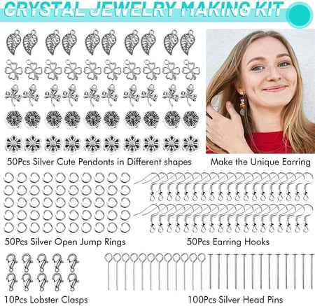 مجموعة صنع الخواتم والأقراط والاسوار مع 28 لون من الخرز الكريستالي من سيليزو
