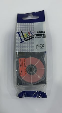 AR-12RD شريط لاصق كاسيو صيني مقاس 12mm - اسود - احمر