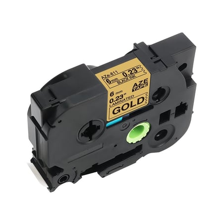 TZC-811 ليبل اسود على ذهبي مقاس 6mm