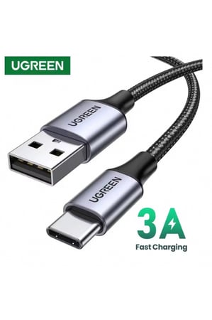سلك شاحن يوجرين USB إلى USB-C مضفر بطول 3 متر لون رمادي