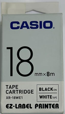 XR-18WE1 شريط لاصق كاسيو اصلي مقاس 18mm - اسود - ابيض