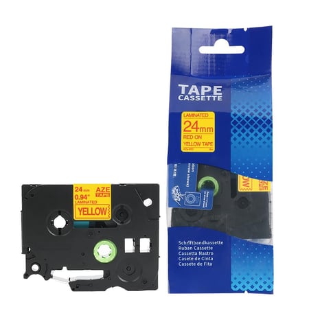 TZC-652 ليبل براذر صيني مقاس 24 ملي طباعة اللون احمر على اصفر