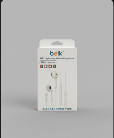 سماعة بيلك سلكية بمنفذ لايتنينج للآيفون مع ميكروفون وتحكم بالمكالمات