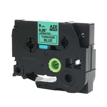 TZC-T521 ليبل براذر صيني مقاس 9 ملي طباعة اللون اسود على تركوازي