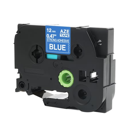 ليبل براذر 12 ملي  TZC-535 ابيض على ازرق