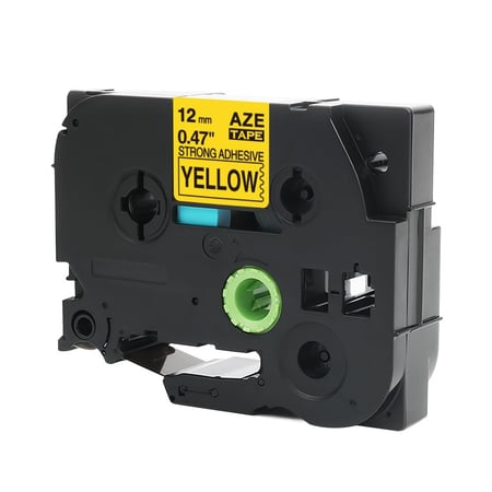 TZC-S631 ليبل براذر صيني مقاس 12 ملي طباعة اللون اسود على اصفر