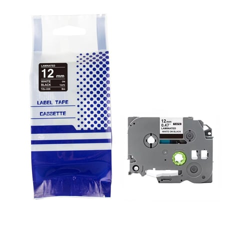 TZC-335‏ ليبل براذر صيني مقاس 12 ملي طباعة اللون ابيض على اسود
