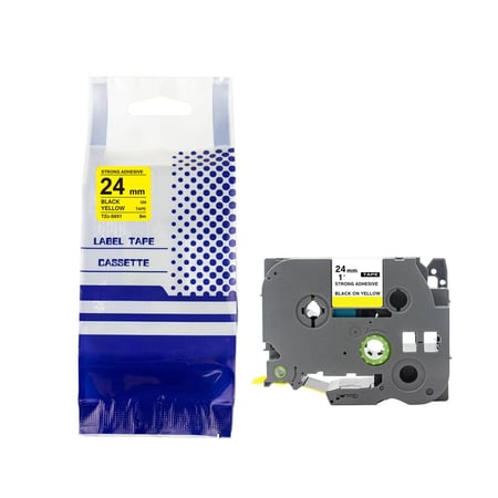 TZC-S651 ليبل براذر صيني مقاس 24 ملي طباعة اللون اسود على اصفر