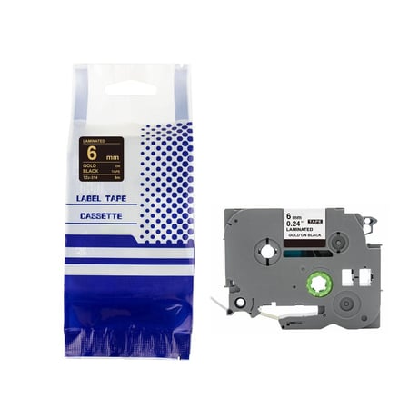 TZC-314 ليبل ذهبي على اسود مقاس 6mm