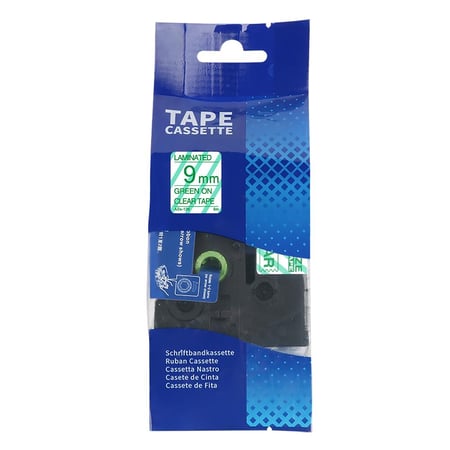 TZC-126 ليبل براذر صيني مقاس 9 ملي طباعة اللون اخضر على شفاف