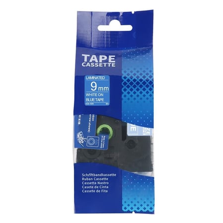 TZC-525 ليبل براذر صيني مقاس 9 ملي طباعة اللون ابيض على ازرق