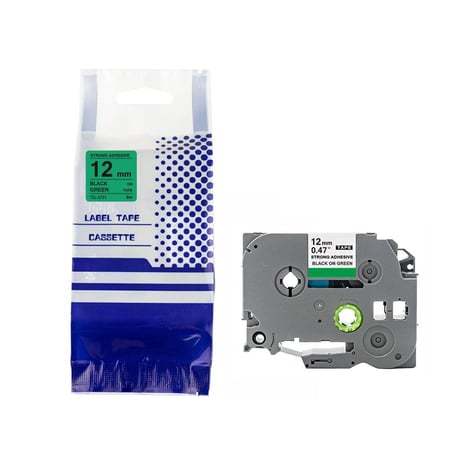 TZC-S731 ليبل براذر صيني مقاس 12 ملي طباعة اللون اسود على اخضر