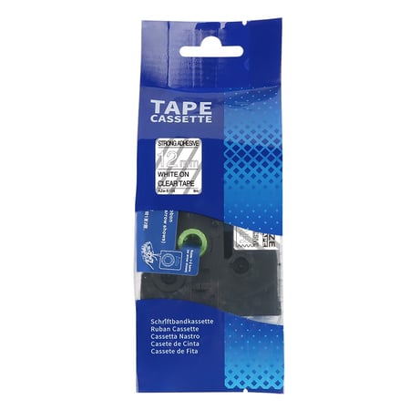 TZC-S135 ليبل براذر صيني مقاس 12 ملي طباعة اللون ابيض على شفاف
