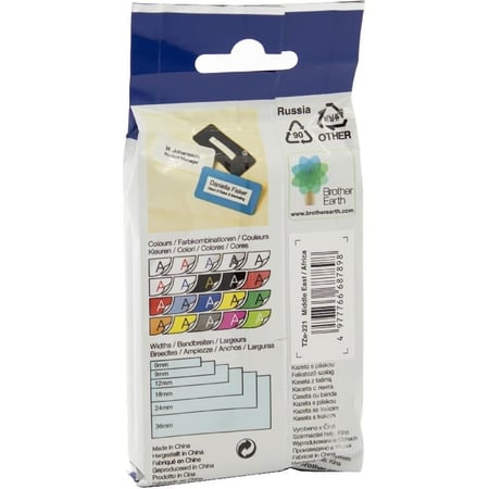 211-TZe شريط لاصق براذر اصلي مقاس 6MM اسود-ابيض